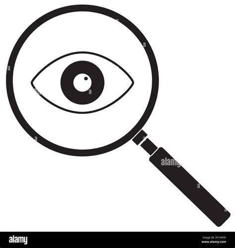 Magnifier With Eye Icon On Write Background Flat Style Magnifying Glass And Eye Sign Search