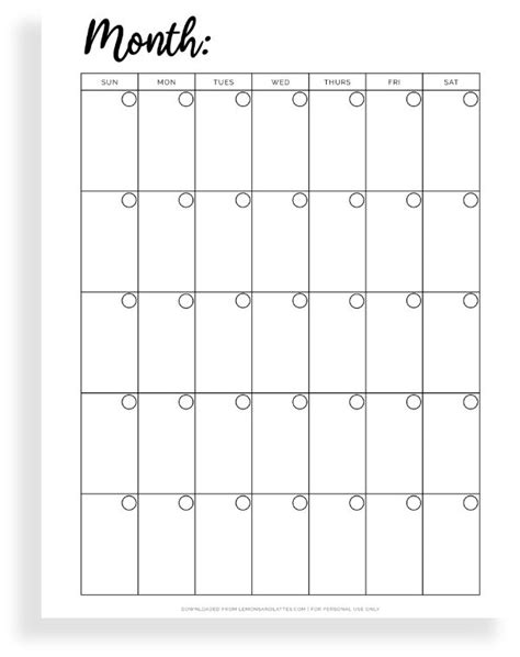 Printable Blank Calendars Printable Blank Calendar Blank Calendar Meal Planner Printable Free