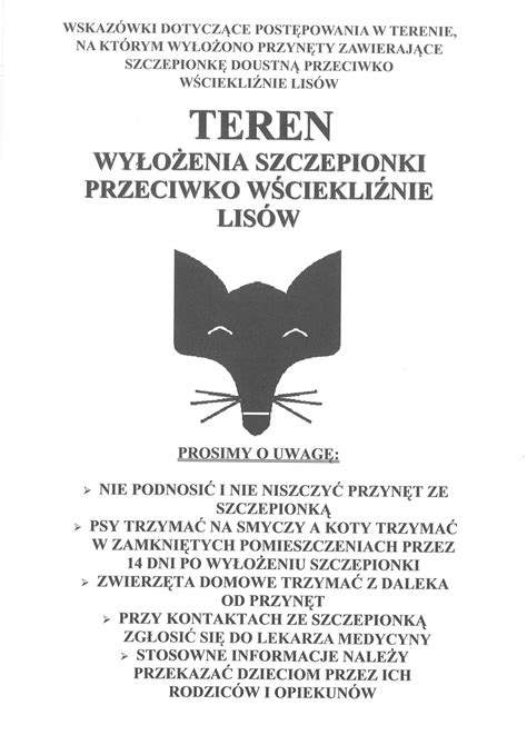 Akcja szczepienia doustnego lisów Urząd Gminy Suchożebry