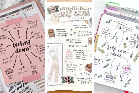 Motivational Self Care Bullet Journal Pages In