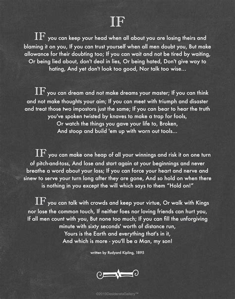 Buy Motivational Quote IF Poem Written By Rudyard Kipling In 1895