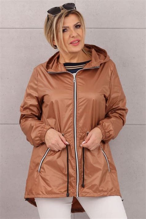 Lekka Kurtka Parka Z Kapturem Br Zowa Plus Size Femimoda Pl