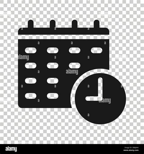 Calendar With Clock Icon In Flat Style Agenda Vector Illustration On