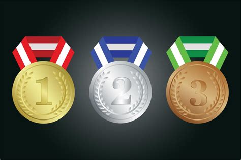 Conjunto De Medallas De Oro Plata Y Bronce 1213108 Vector En Vecteezy