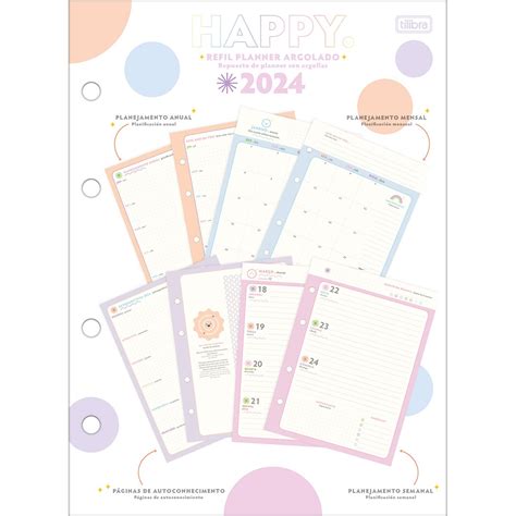 Refil Planner Happy Para Caderno Argolado M Dio Tilibra Laranja