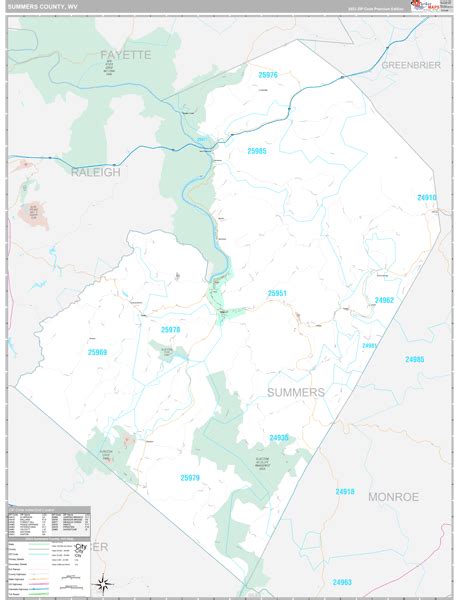 Summers County Wv Wall Map Premium Style By Marketmaps Mapsales