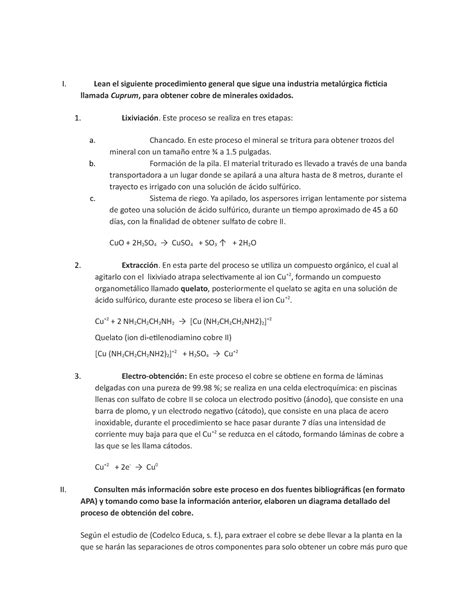 Química 1 Química actividad 1 ejercicio obligatorio I Lean el