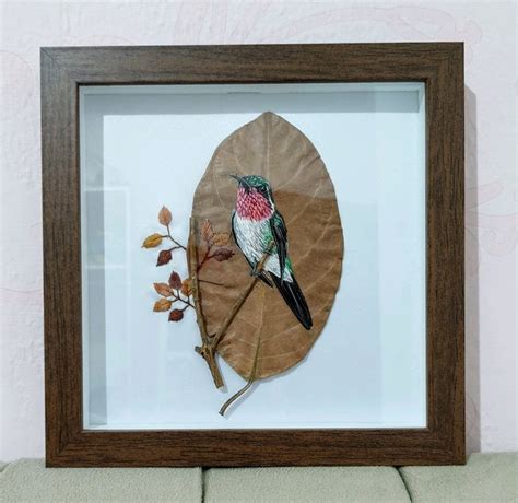 Quadro Bordado Beija Flor Elo Produtos Especiais