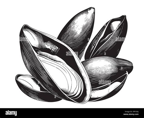 Mussels Underwater Sea Stock Vector Images Alamy