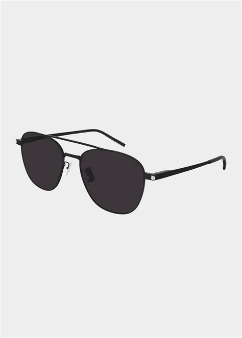 Saint Laurent Mens Double Bridge Metal Aviator Sunglasses Bergdorf Goodman