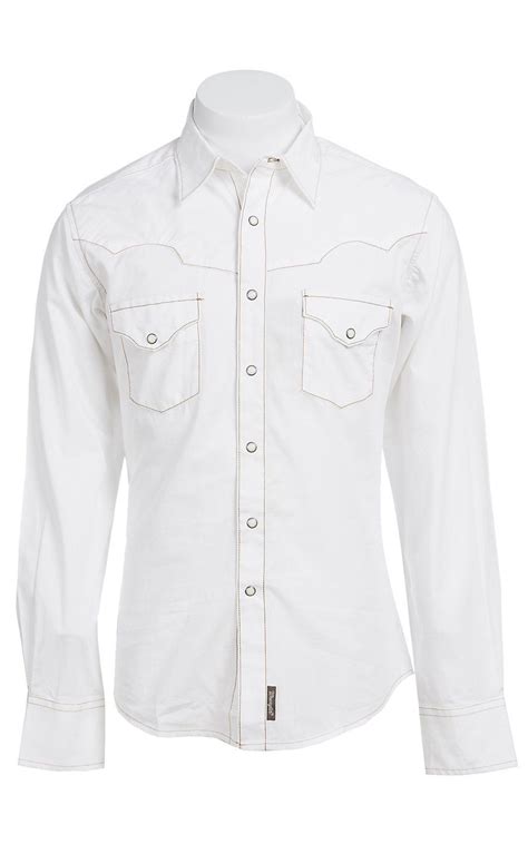 Wrangler Men S Retro Snap White Western Shirt Mvr183w Shirts Western Shirts Casual Shirts