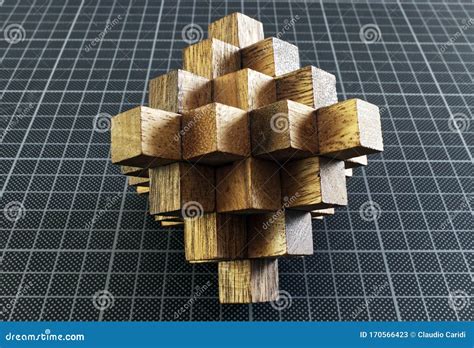 Master Cross Wooden Puzzle On Geometric Background Stock Image