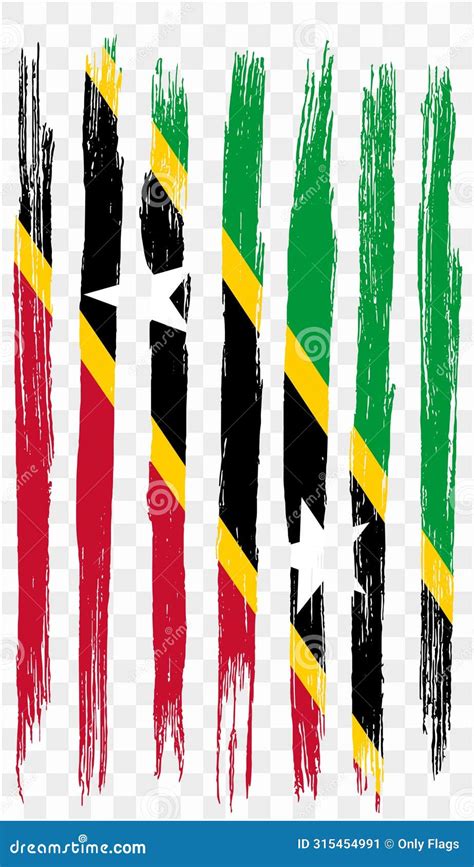 Saint Kitts And Nevis Flag Brush Paint Textured Isolated On Png Or