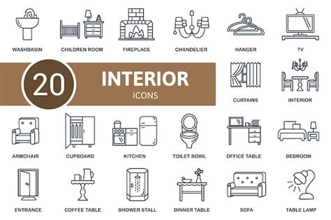 Premium Vector Interior Icon Set Contains Editable Icons Interior Theme