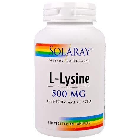 L LYSINE 500mg 60 Vegetarian Capsules Solaray Antiaging Shop