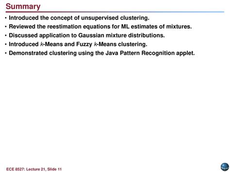 Lecture 21 Clustering Objectives Mixture Densities Maximum Likelihood