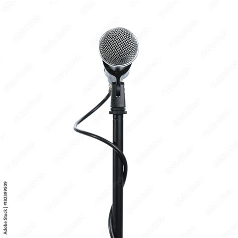 Microphone with stand isolated on white background Stock Photo | Adobe ...