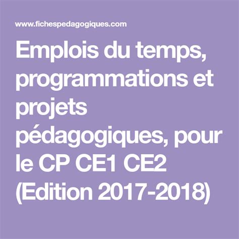 Emplois Du Temps Programmations Et Projets P Dagogiques Pour Le Cp