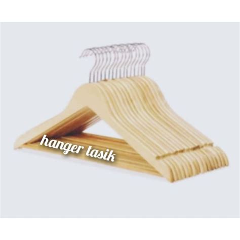 Jual HANGER KAYU NATURAL DEWASA PALANG KAYU Paket 50pcs Shopee