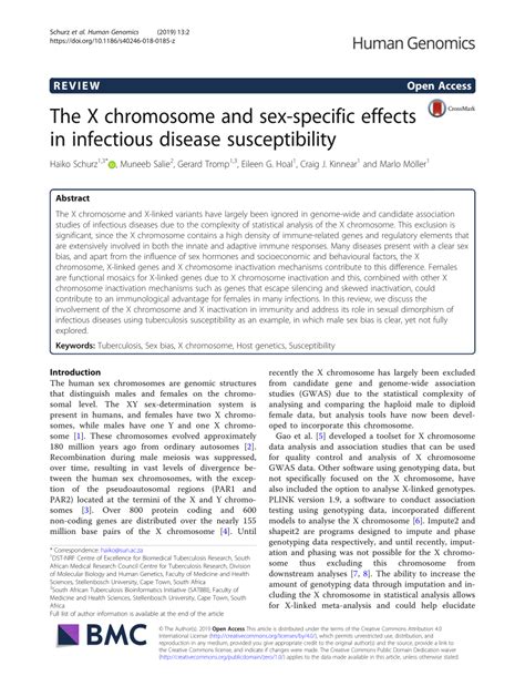 Pdf The X Chromosome And Sex Specific Effects In Infectious Disease