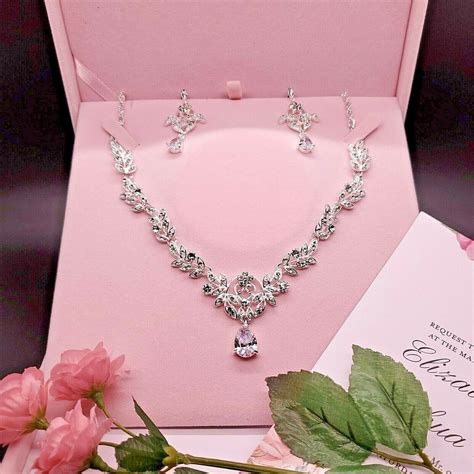 Bridal Jewelry Set Bridal V Shape Necklace Earrings Prom Jewelry Set