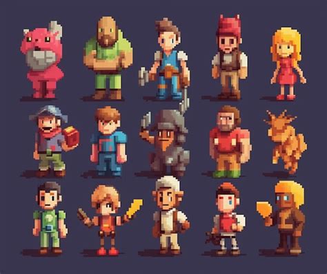 Premium Photo | Pixel art of video game characters