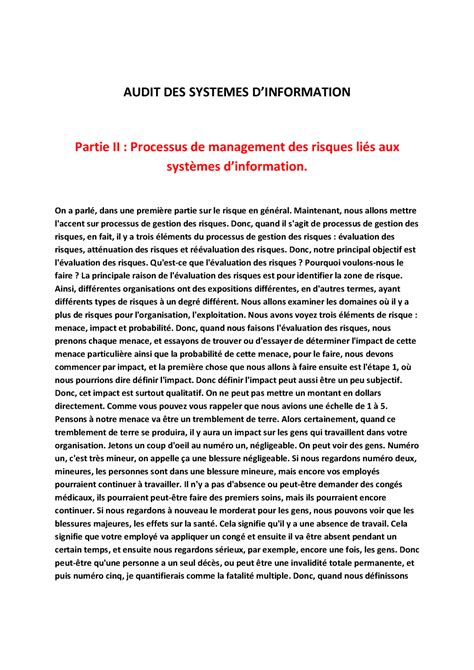 Audit des systèmes d information 2 AUDIT DES SYSTEMES DINFORMATION