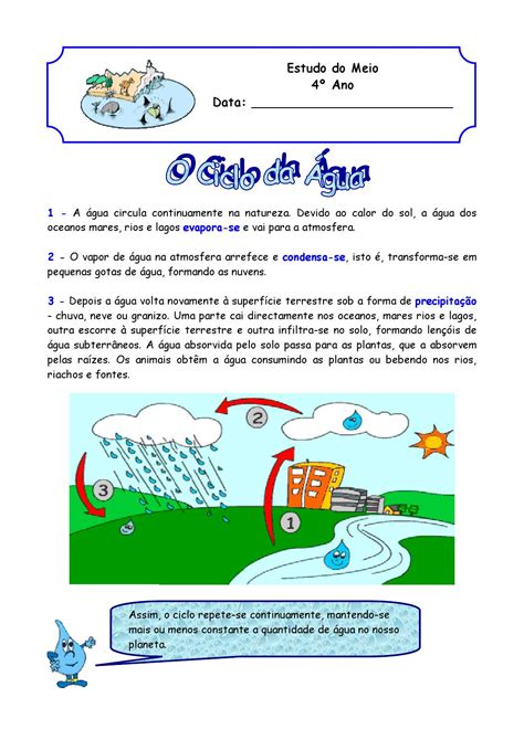 Ciclo Da Agua Atividades 5 Ano