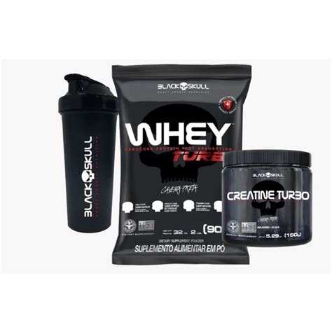 Kit Suplement Whey Turbo 907g Creatina 150g Coqueteleira 600ml