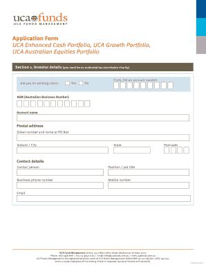 Fillable Online Application Form Uca Enhanced Cash Portfolio Uca Growth