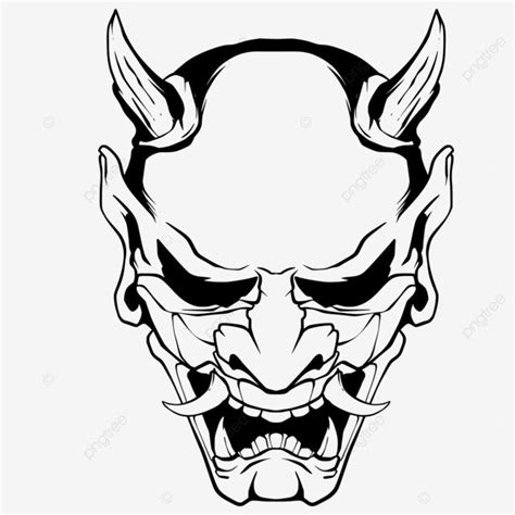 Oni Mask Illustrate Artwork Vector Devil Skull, Devil Drawing, Skull Drawing, Devil Sketch PNG ...