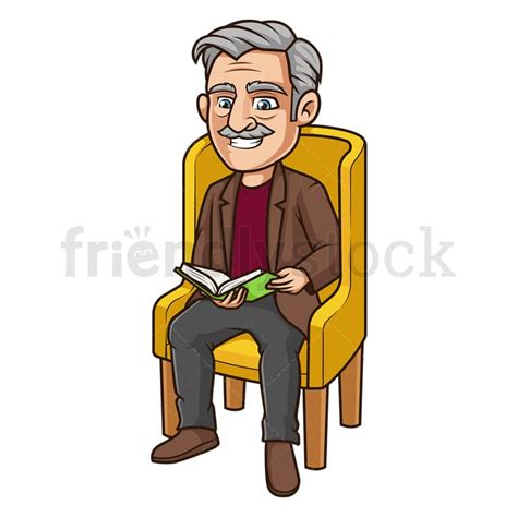 Man Reading Book Vector Clipart