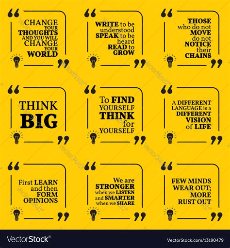 Set of motivational quotes about learning thinking