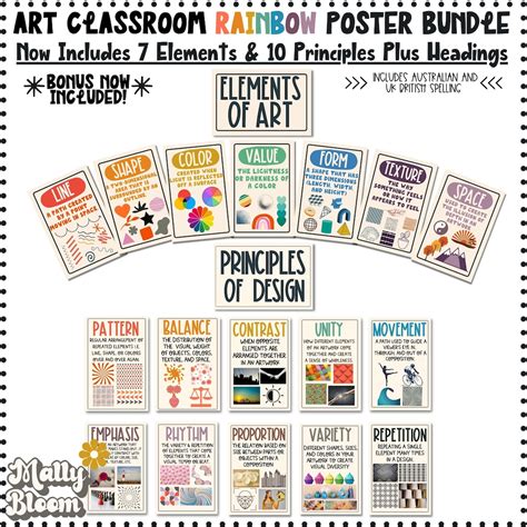 Rainbow Elements Of Art Classroom Decor Bundle Principles Of Design