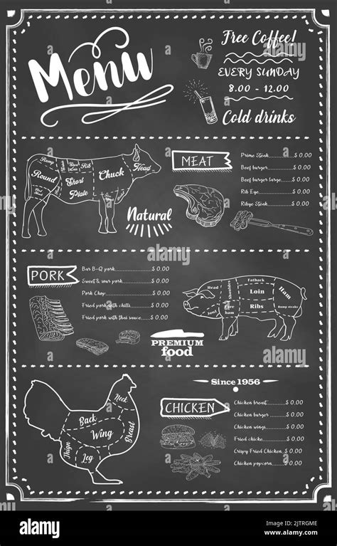 Restaurant Food Menu Design With Chalkboard Background Vector Stock