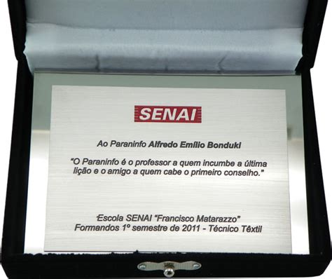 Placa de Homenagem em Aço Inox 20cm x 15cm Estojo Caixa