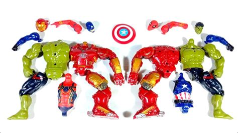 Avengers Superhero Toys Captain America Vs Spiderman Vs Hulk Buster Vs