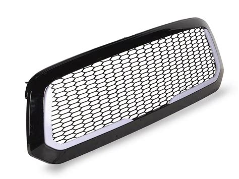 Ram 1500 Honeycomb Mesh Style Upper Replacement Grille With Led Drl Lights Matte Black 13 18