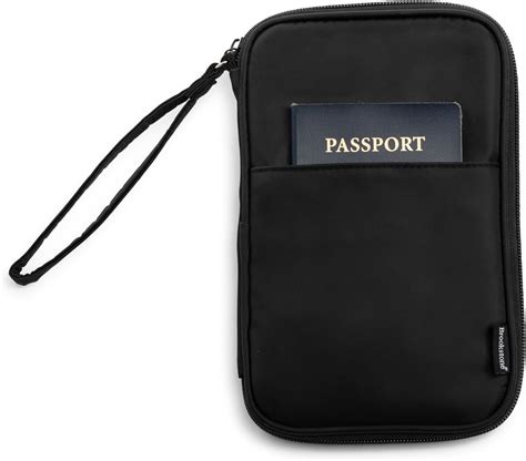 Brookstone Travel Wallet Rfid Blocking Passport Card Vaccine Organizer Wristlet