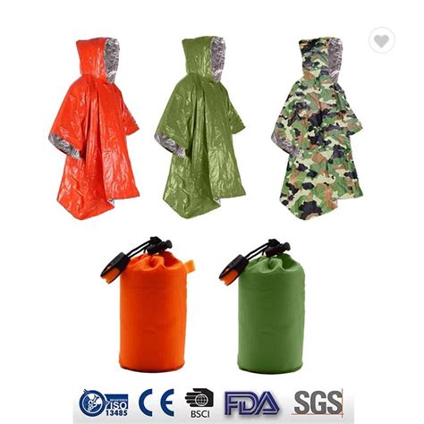 Wholesale Thermal Mylar Space Emergency Blanket Poncho Keeps Your Gear