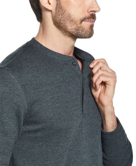 Mens Waffle Knit Thermal Henley Shirt Faded Glory Henley Venzero