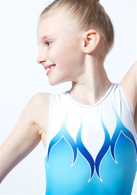 Alegra Girls Blue Printed Ombre Sleeveless Gymnastics Leotard Move