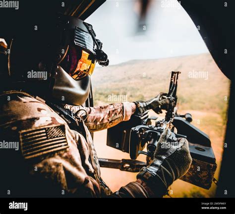 A Uh Black Hawk Helicopter Crew Chief Assigned To Nd Battalion