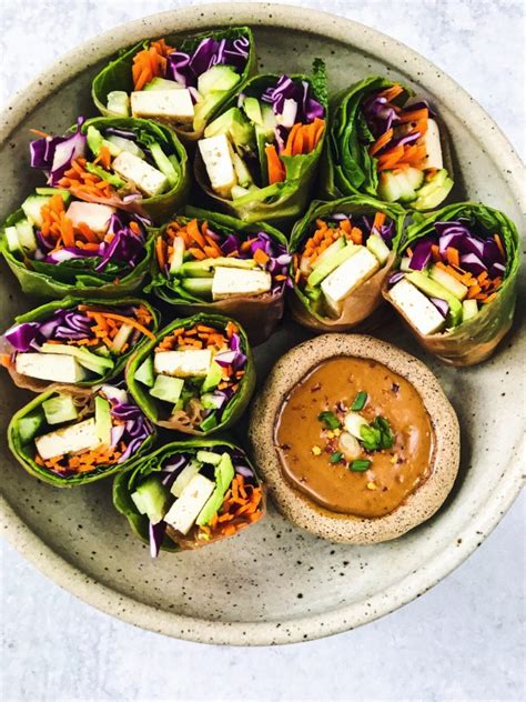 Tofu Summer Rolls With Peanut Dipping Sauce Vegan Gluten Free