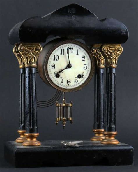 Vintage New Haven Clock Company Metal Column Clock With