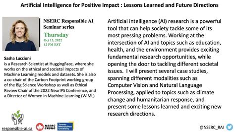 Sasha Luccioni Artificial Intelligence For Positive Impact Lessons