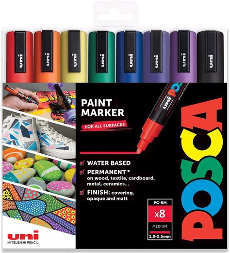 Posca Pc M Paint Marker Art Pens Mm Rainbow Tones Set Of