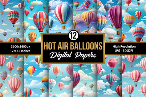 Hot Air Balloons Digital Papers Graphic By Creative Store Creative Fabrica