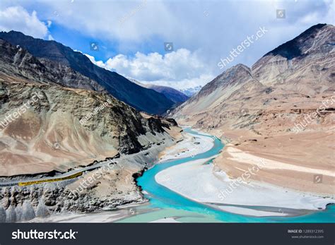 Confluence Zanskar Indus River Let Ladakh Stock Photo Edit Now 1289312395