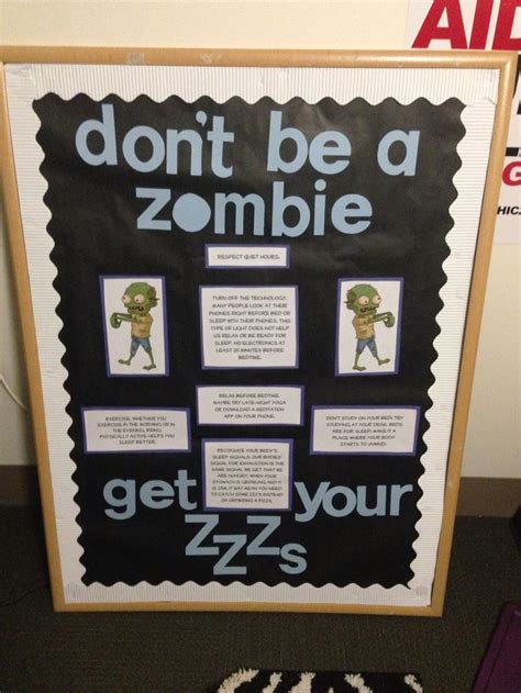 Dont Be A Zombie Get Your Zzzzs Ra Lca Bulletin Board Sleep